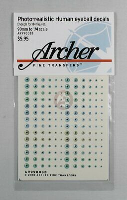 Archer (90mm - 1/4) Photorealistic Human Eyeball Decals #2 (84 Figures) Ar99003b