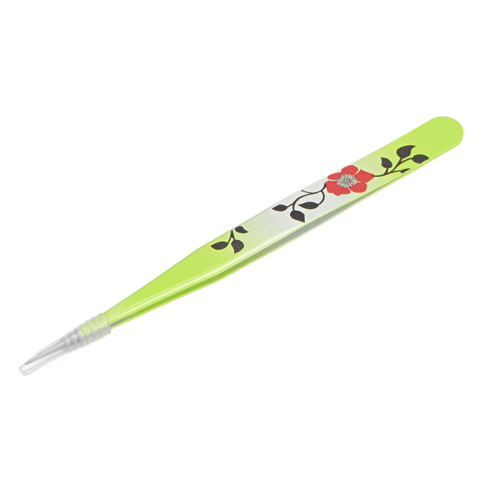 Precision Straight Tip Tweezer Stainless Steel Chartreuse White w Flower Print