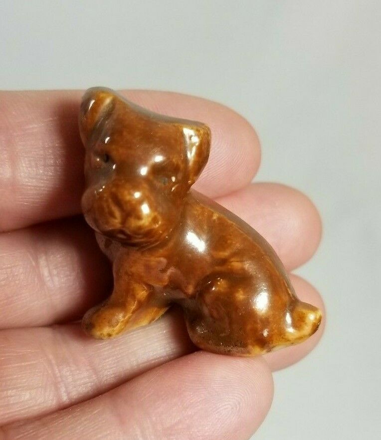 Puppy Dog Pup 🐶 Miniature Figurine Ceramic Pottery 1.25"