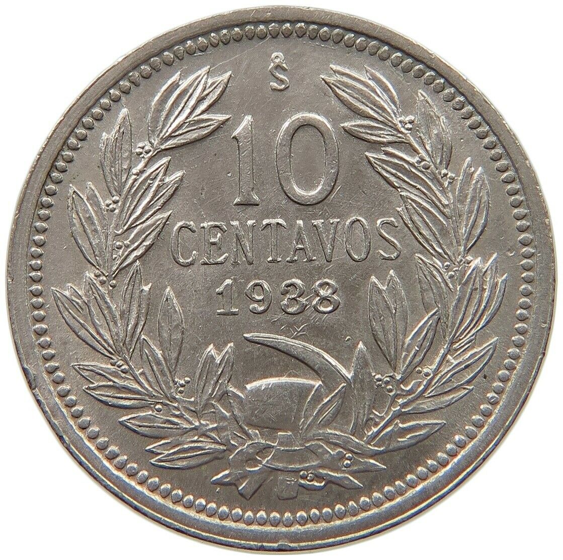 Chile 10 Centavos 1938 Unc #t78 567
