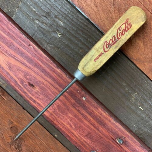 Coca Cola Advertising Ice Pick, Wood Handle, Antique Finish